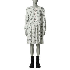 Hanna Andersson White with Gray Stars Dress Long Sleeve Size 12